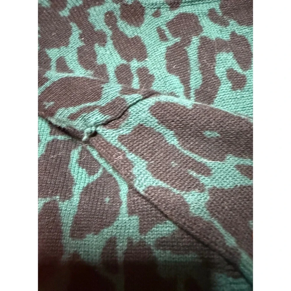 Jessica London Sweater‎ Women Large (18/20) Green Black Leopard Cotton Pullover